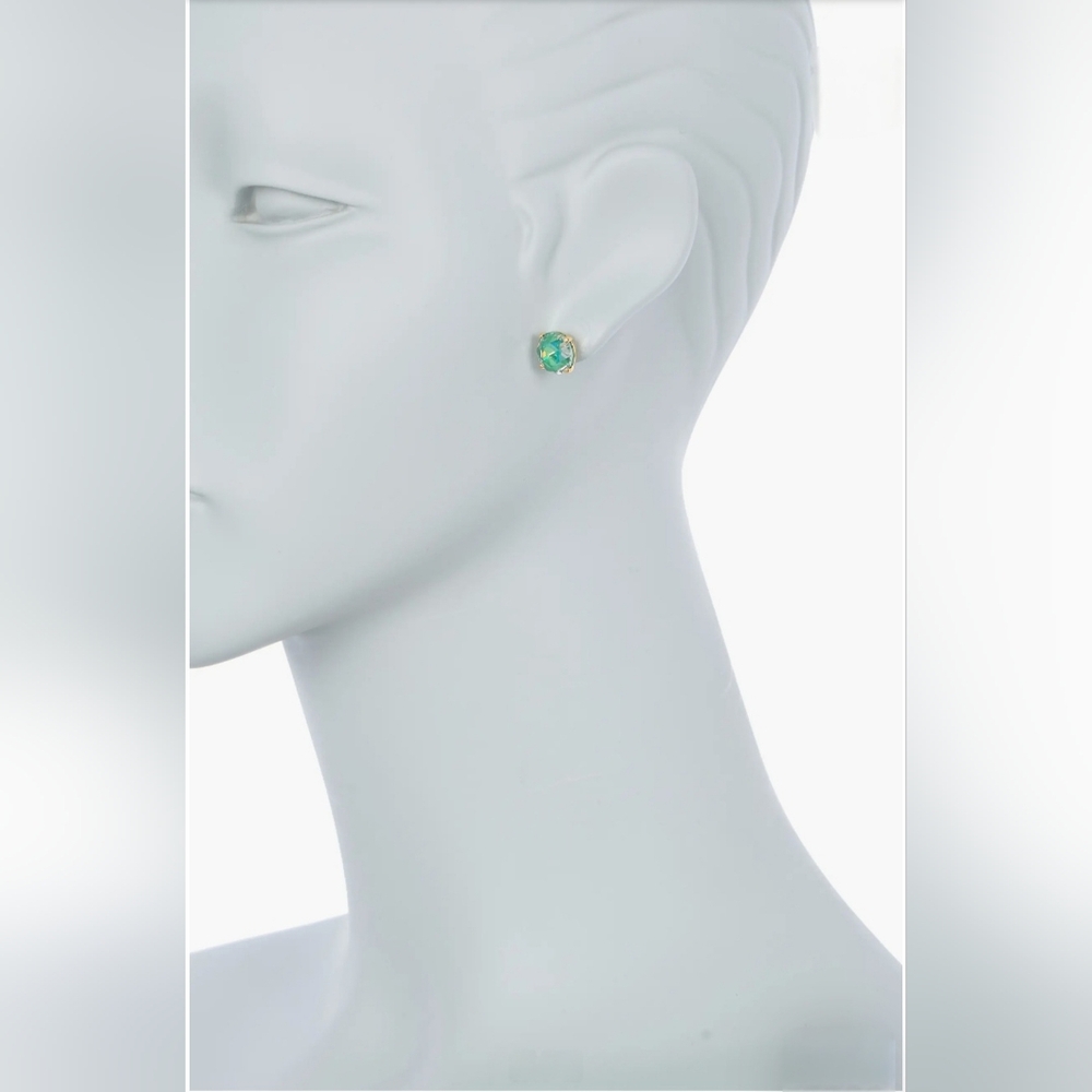 Kate Spade Cubic Zirconia Round Stud Earrings In Emerald, NIB - Picture 5 of 5